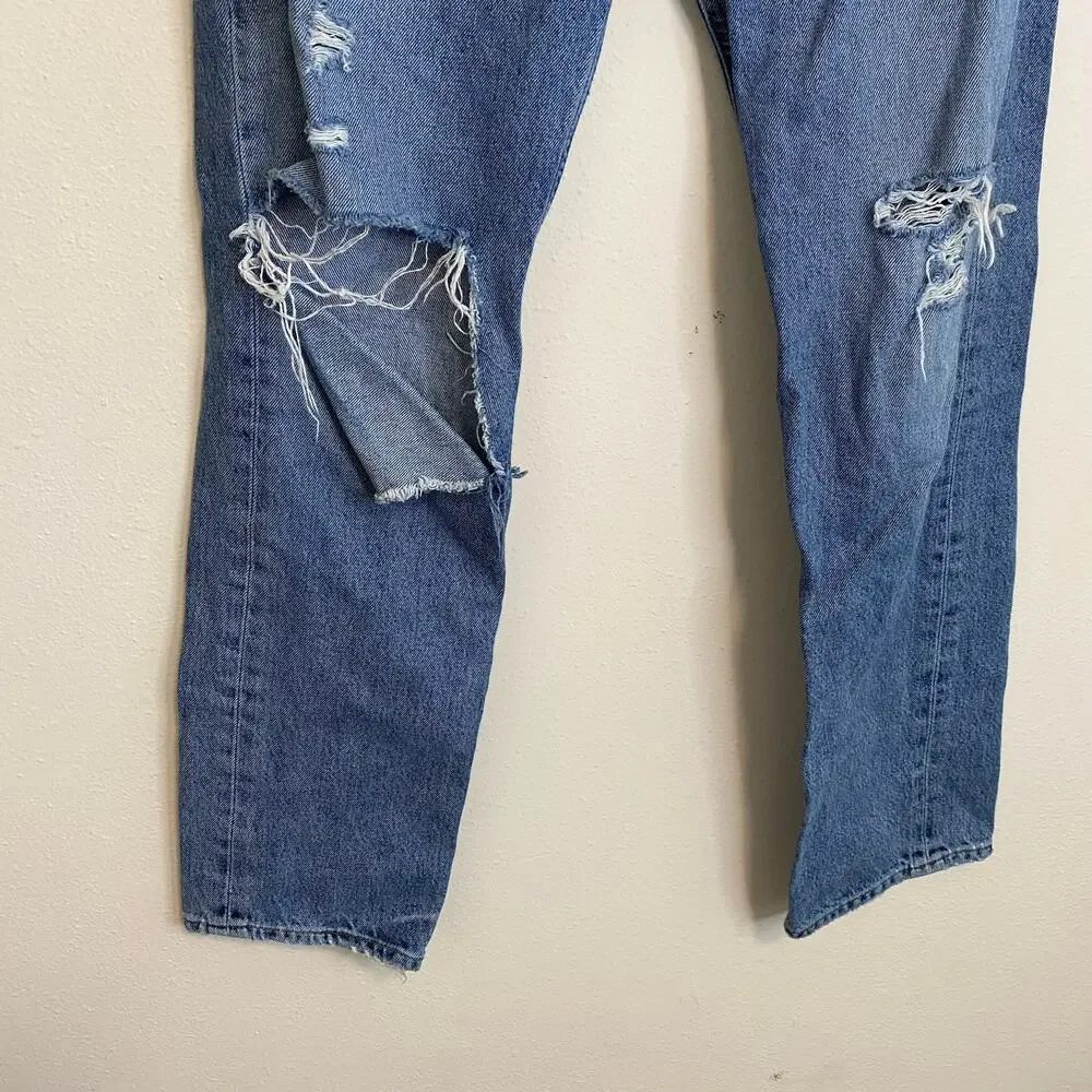 Agolde Women's Jeans 90's Pinch‎ Waist High Rise Straight Distressed Blue 25
